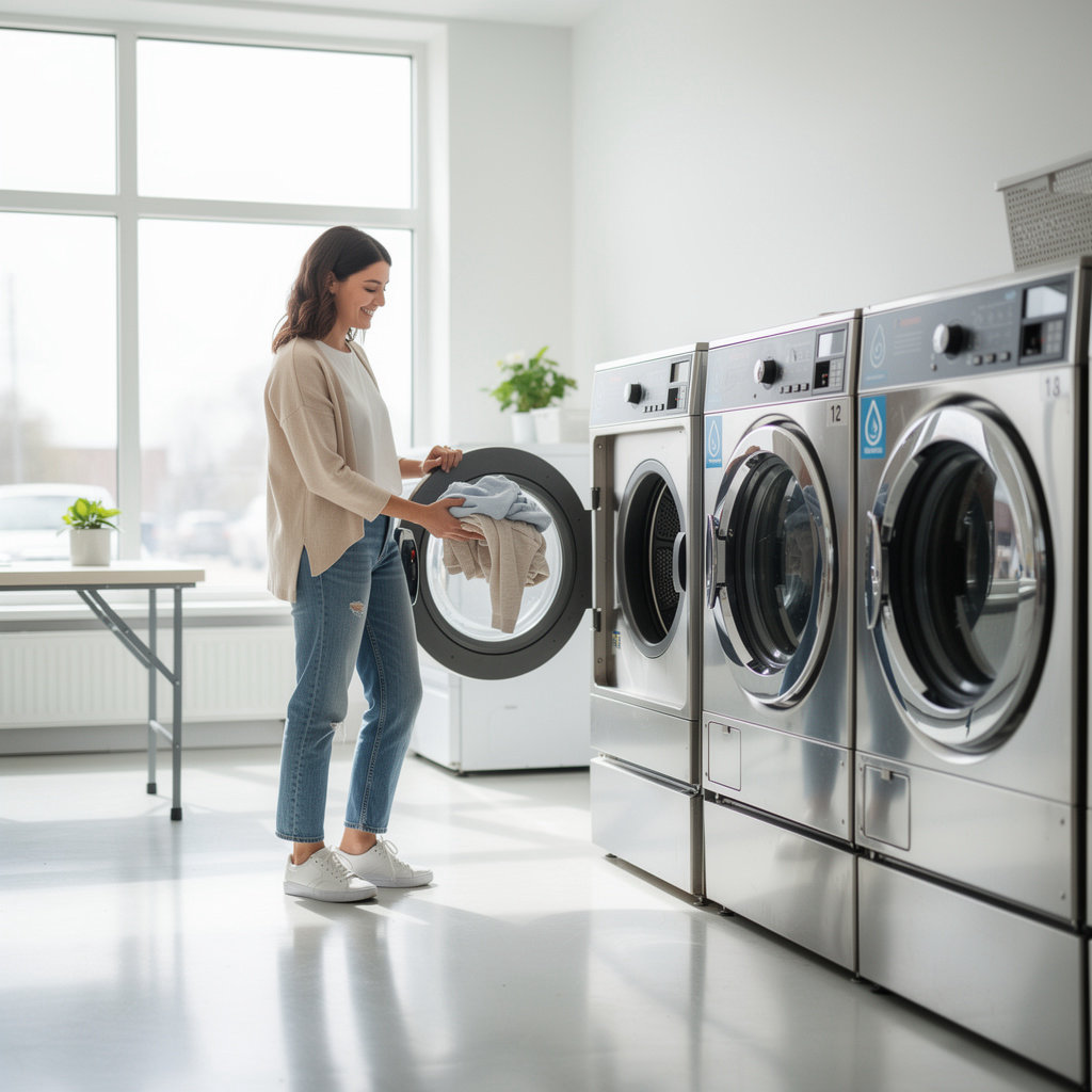 The Mesa Laundromat's modern, water-efficient washing machines in Santa Barbara, CA